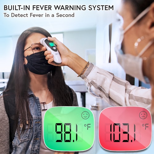 Temporal thermometer with fever indicator