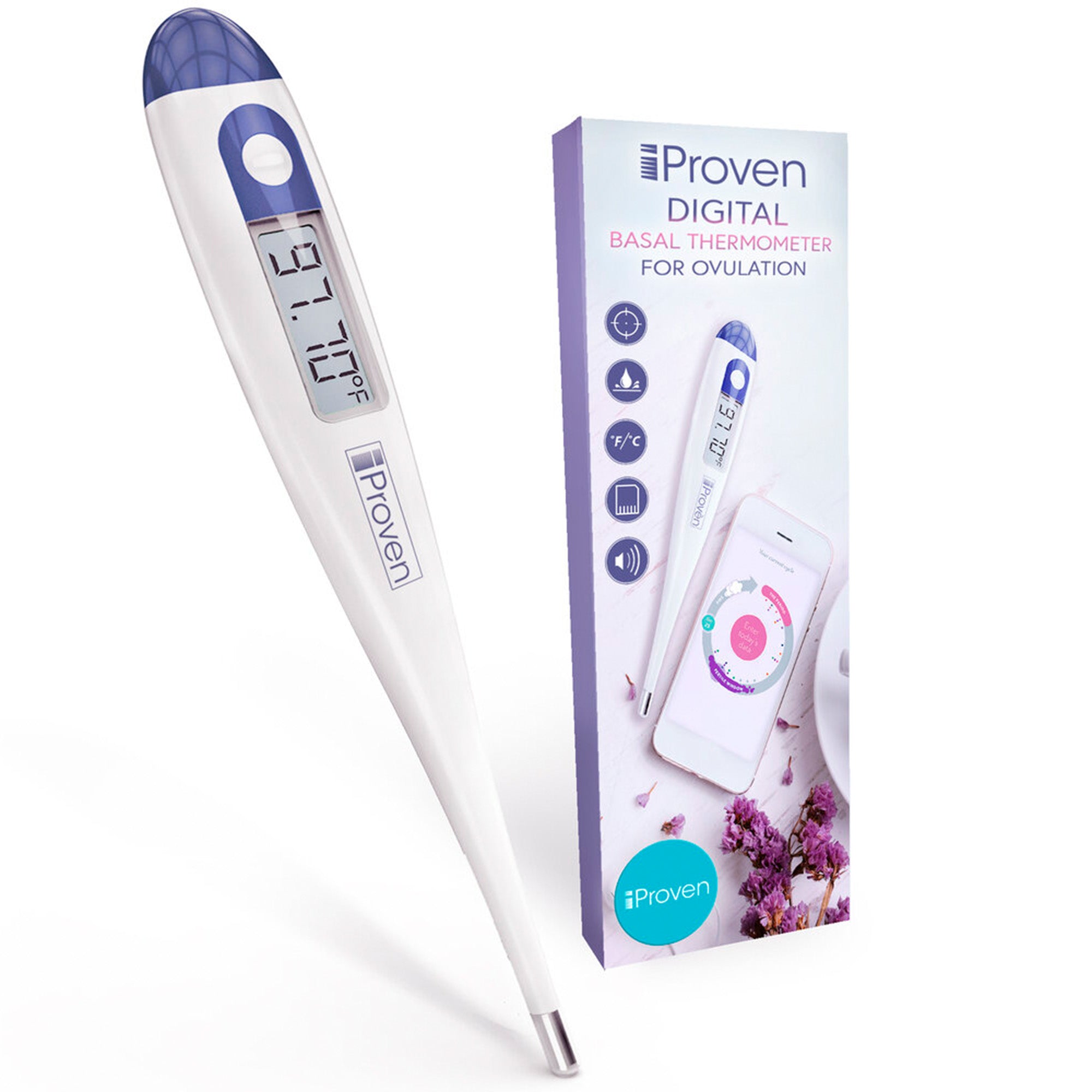iProven BBT-113Ai Basal Thermometer - 0.01 Clinical Accuracy - Ovulation  Tracking - Extra Soft Beep - Measure Real Body Temperature