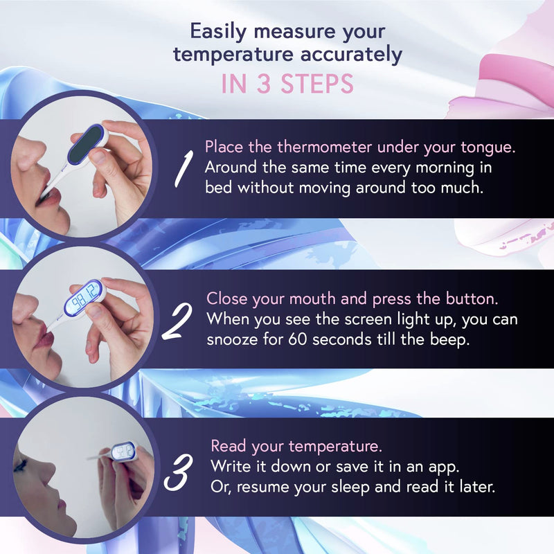New iProven Basal Body Thermometer for Ovulation Tracking - BBT with Easy to Read Jumbo LCD & Memory - 1/100th Accurate Digital Electronic Fertility Monitor Temperature Tracker