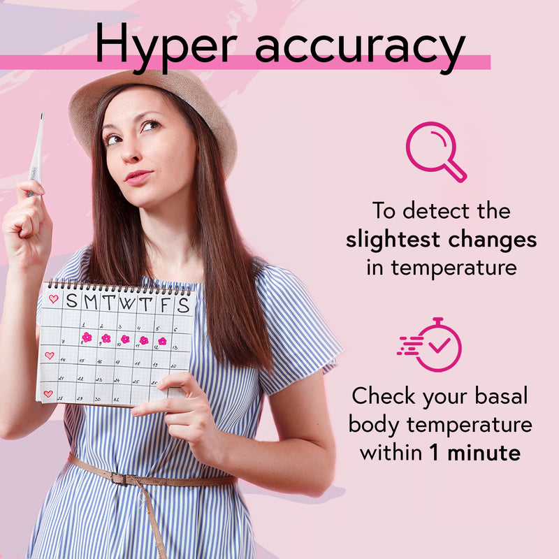 iProven BBT-113Ai Basal Thermometer - 0.01 Clinical Accuracy - Ovulation Tracking - Extra Soft Beep - Measure Real Body Temperature