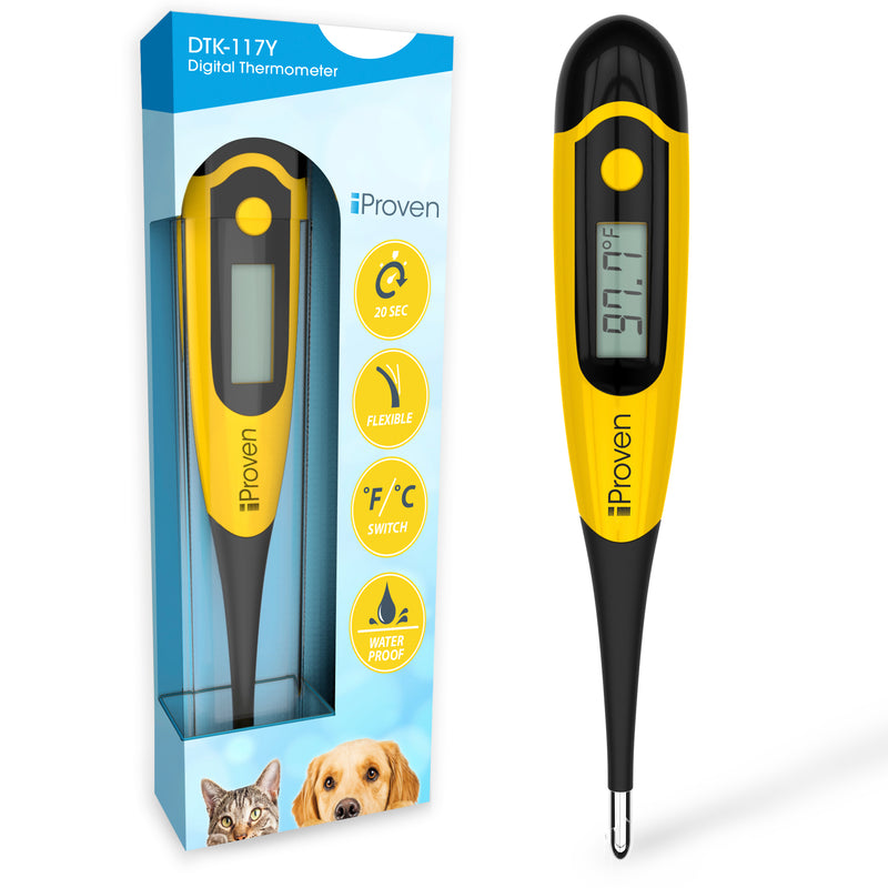 iProven DT-K117Y Pet Thermometer for Accurate Fever Detection - Suitable for Cats/Dogs - Waterproof Pet Thermometer