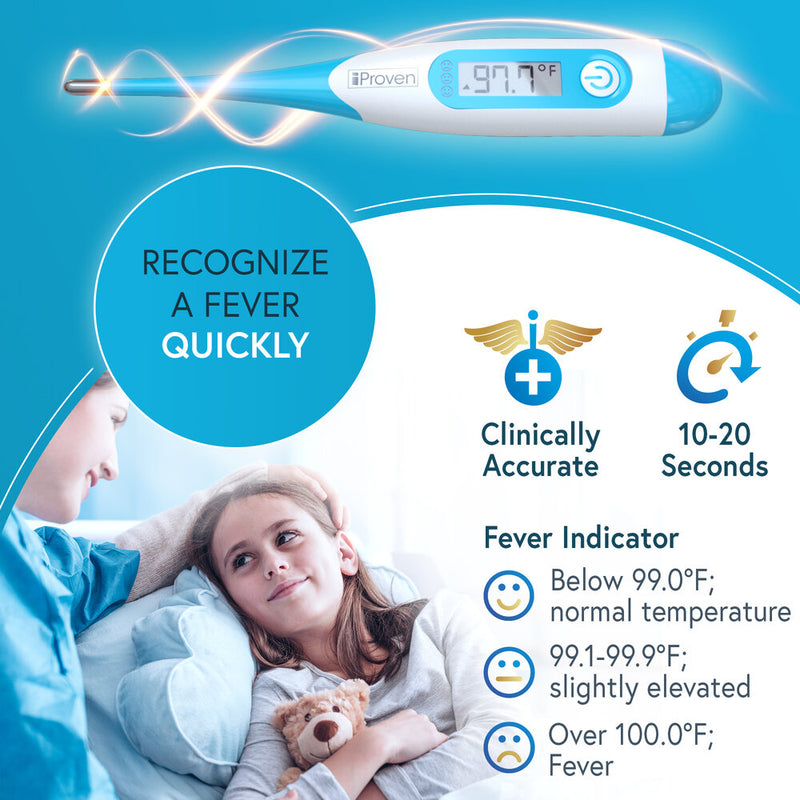 iProven DTR-1835 Medical Oral & Rectal Thermometer for Babies and Adults - Flexible Waterproof tip - Hard Case included - Accurate 10-20 second readings - ProTemp Flex Technology