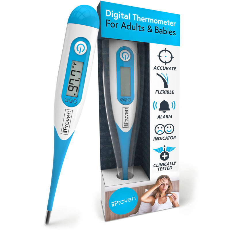iProven DTR-1835 Medical Oral & Rectal Thermometer for Babies and Adults - Flexible Waterproof tip - Hard Case included - Accurate 10-20 second readings - ProTemp Flex Technology