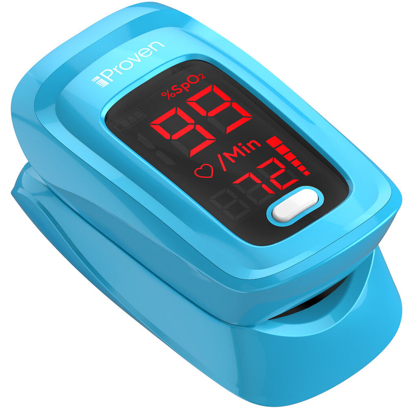 iProven OXI-27 Pulse Oximeter Fingertip O2 Saturation Monitor - Finger Pulse Oximeter - Measure O2 Saturation Levels - incl. Batteries, Case and Lanyard